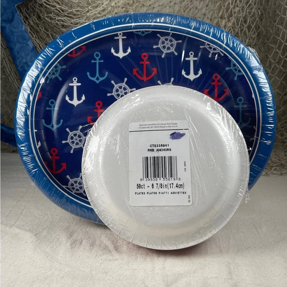 * NWT Bundle Anchors Nautical Paper Plates